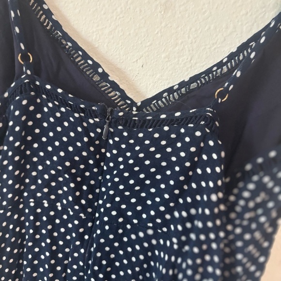 Lulus Navy Polka Dot Slip Dress Size Medium | Spaghetti Strap Midi - Picture 5 of 9